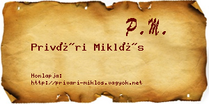 Privári Miklós névjegykártya